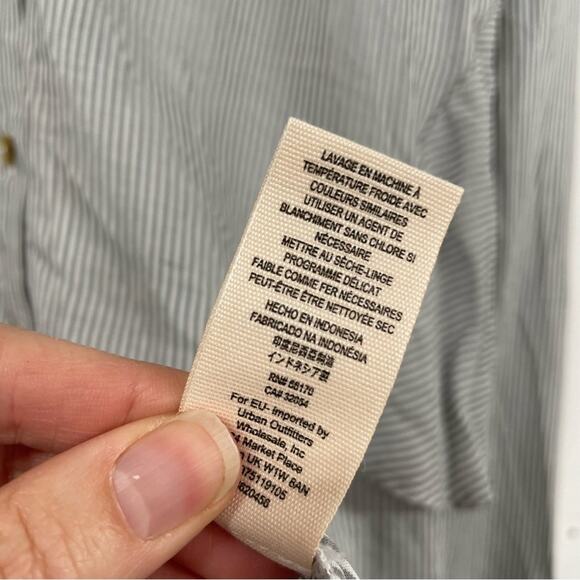 Free People Grey & White Striped Ruffled Tiered Long Sleeve Blouse Womens S Top - Picture 7 of 10